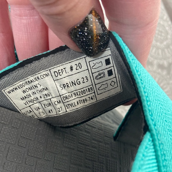 Eddie Bauer~Break Point~Criss-Cross Turquoise Strap~Slip On~Slide~Sandal~Size 10 - Picture 10 of 10